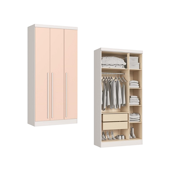 Módulo 03 Portas Infinity - 3930A - Branco/Blush - Móveis Castro