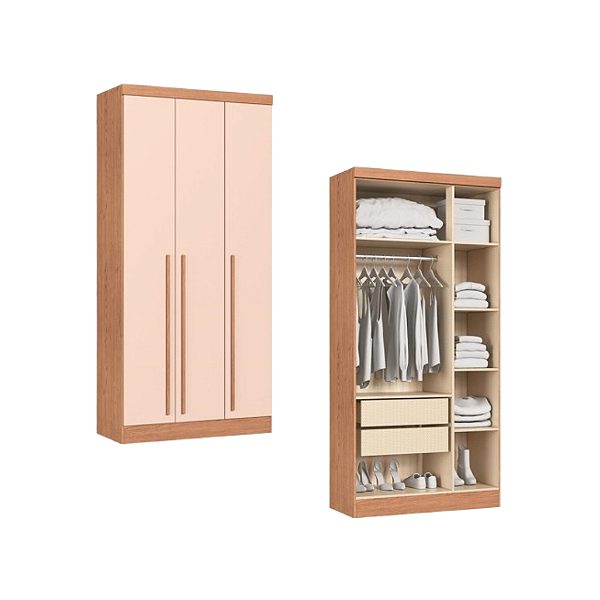 Módulo 03 Portas Infinity - 3930A - Cedro/Blush - Móveis Castro