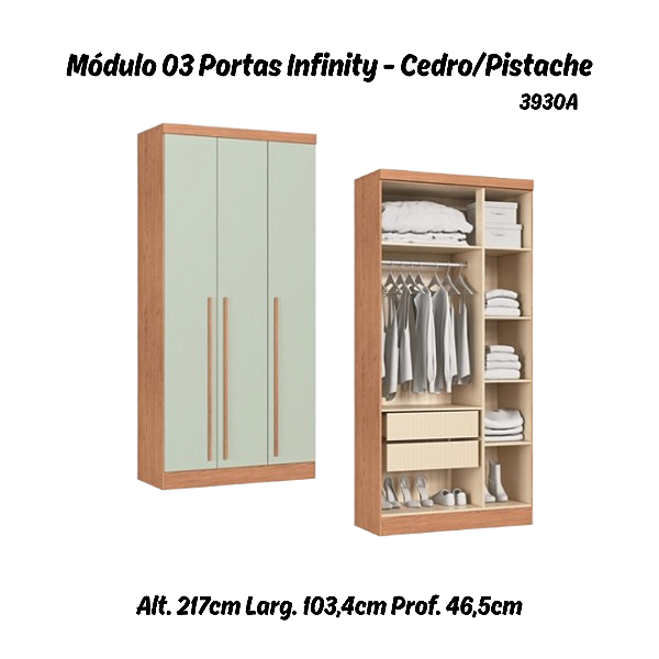 Módulo 03 Portas Infinity - 3930A - Cedro/Pistache - Móveis Castro
