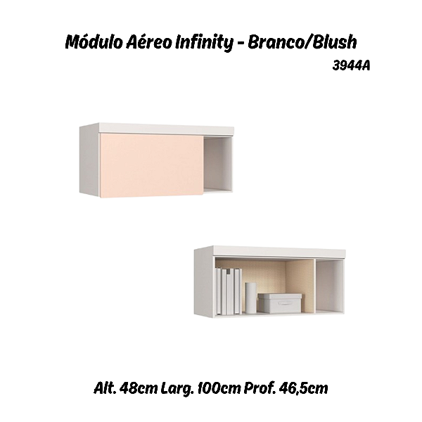 Módulo Aéreo 01 Porta Infinity - 3944A - Branco/Blush - Móveis Castro