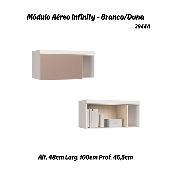 Módulo Aéreo 01 Porta Infinity - 3944A - Branco/Duna - Móveis Castro