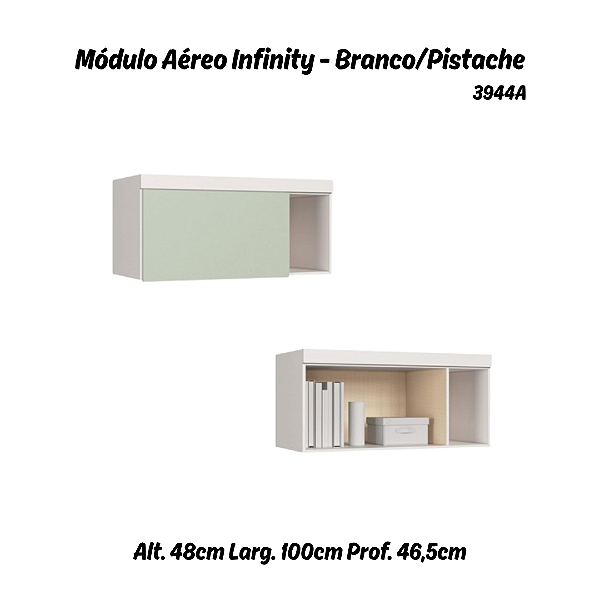 Módulo Aéreo 01 Porta Infinity - 3944A - Branco/Pistache - Móveis Castro