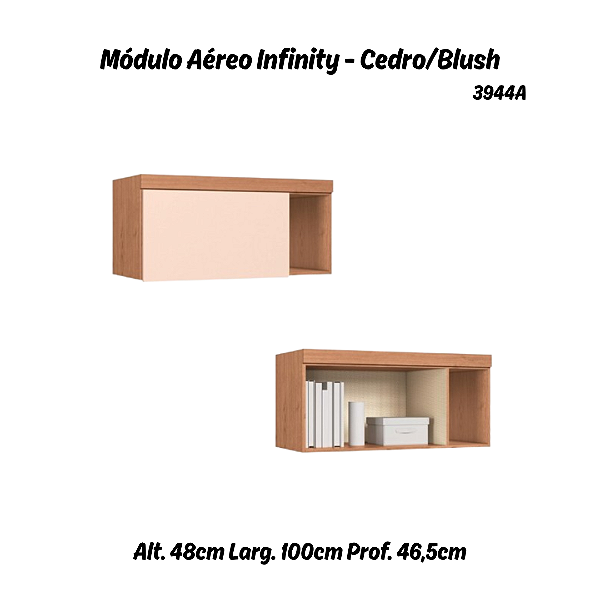 Módulo Aéreo 01 Porta Infinity - 3944A - Cedro/Blush - Móveis Castro