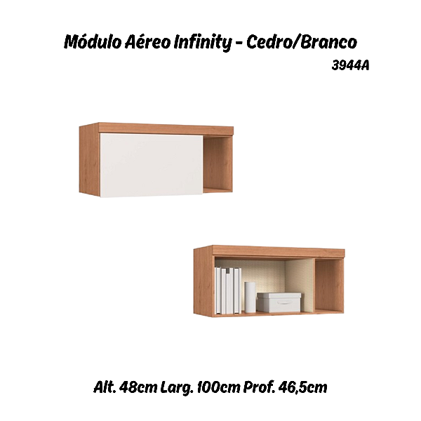 Módulo Aéreo 01 Porta Infinity - 3944A - Cedro/Branco - Móveis Castro
