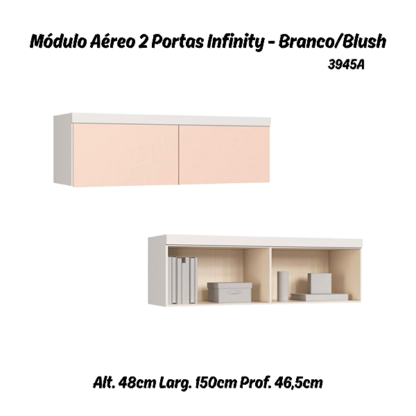 Módulo Aéreo 02 Portas Infinity - 3945A - Branco/Blush - Móveis Castro