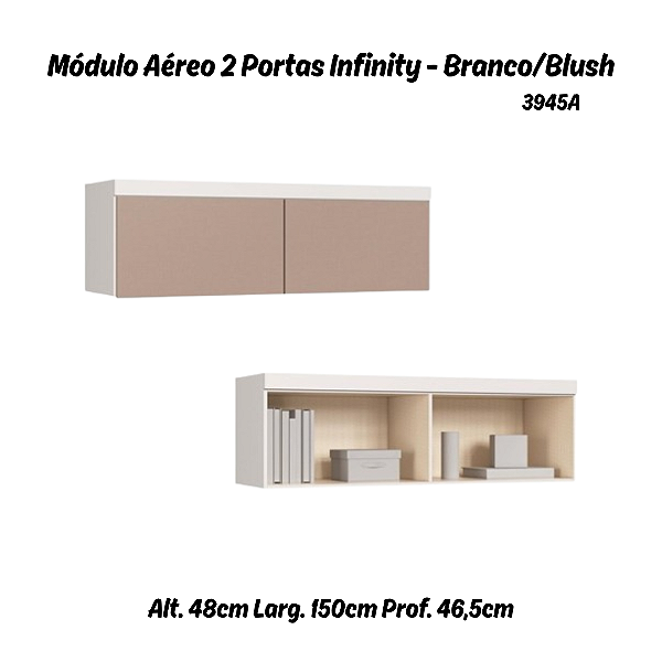 Módulo Aéreo 02 Portas Infinity - 3945A - Branco/Duna - Móveis Castro