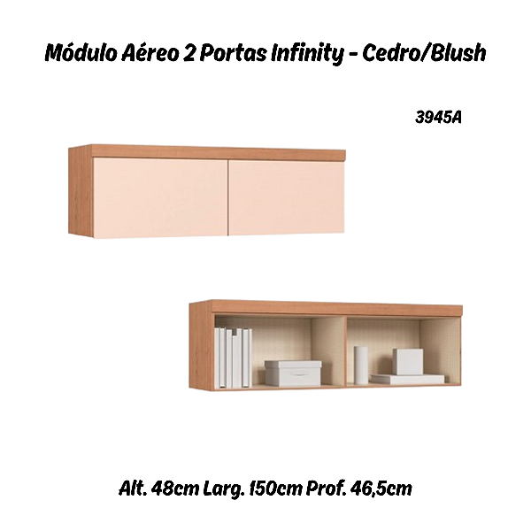 Módulo Aéreo 02 Portas Infinity - 3945A - Cedro/Blush - Móveis Castro