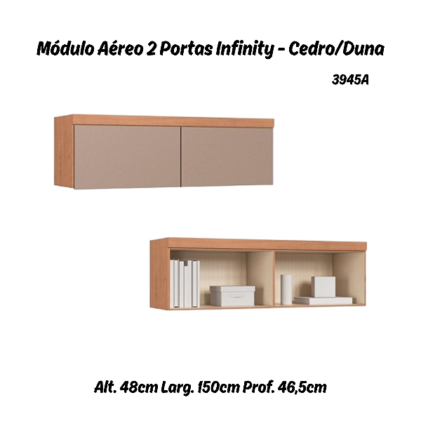 Módulo Aéreo 02 Portas Infinity - 3945A - Cedro/Duna - Móveis Castro