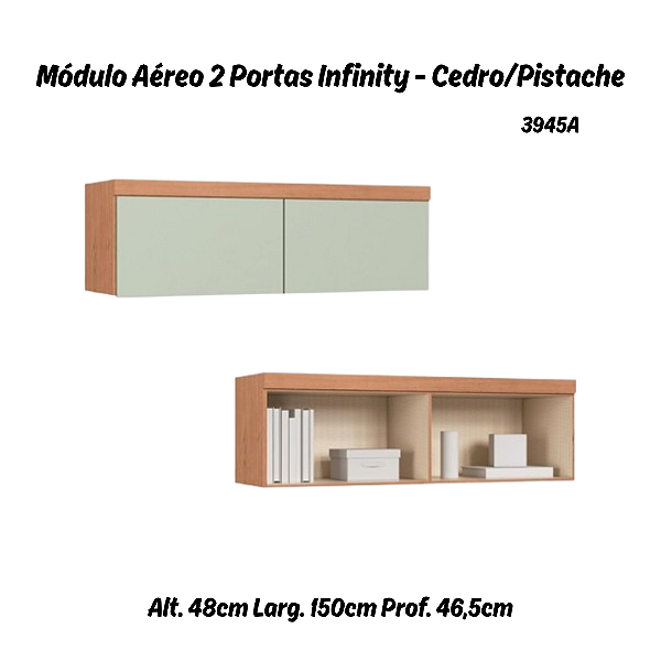 Módulo Aéreo 02 Portas Infinity - 3945A - Cedro/Pistache - Móveis Castro