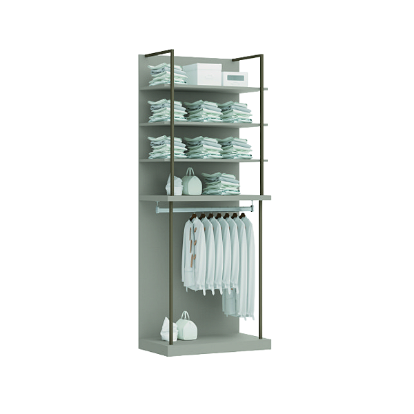 Conjunto Módulo Prateleiras e Cabideiro - 6310M - Niquel - Linha Smart Tube - Móveis Castro