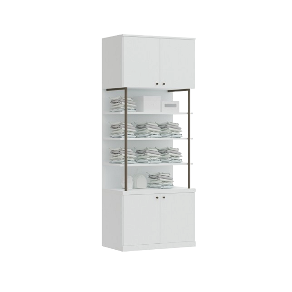 Conjunto Módulo 04 Portas e Prateleiras - 6312M - Branco - Linha Smart Tube - Móveis Castro