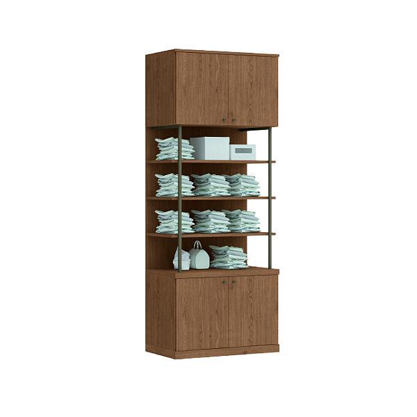 Conjunto Módulo 04 Portas e Prateleiras - 6312M - Macadamia - Linha Smart Tube - Móveis Castro