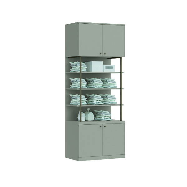 Conjunto Módulo 04 Portas e Prateleiras - 6312M - Niquel - Linha Smart Tube - Móveis Castro