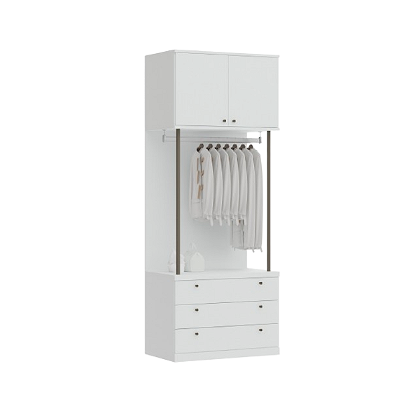 Conjunto Módulo Portas e Gavetas - 6313M - Branco - Linha Smart Tube - Móveis Castro