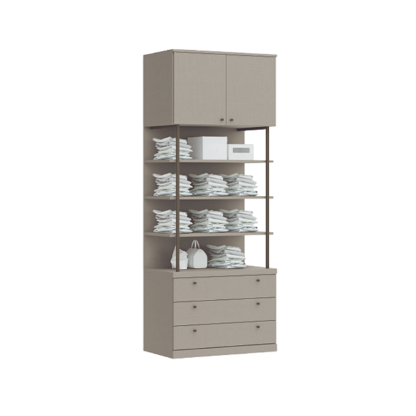 Conjunto Módulo Portas,Gavetas e Prateleiras - 6314M - Niquel - Linha Smart Tube - Móveis Castro