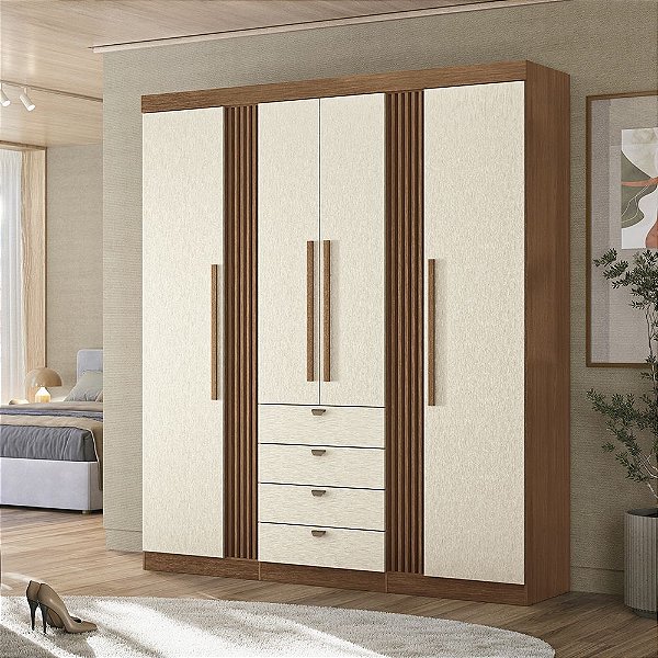 Roupeiro 04 Portas Aurora 4.4 - 164734 - Jatoba/Areia - Santos Andirá
