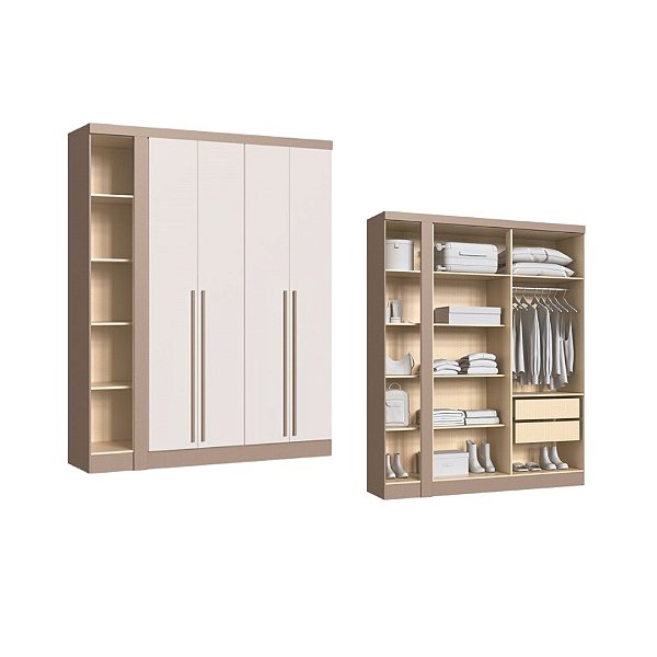Módulo 04 Portas Infinity - 3940A - Duna/Branco - Móveis Castro