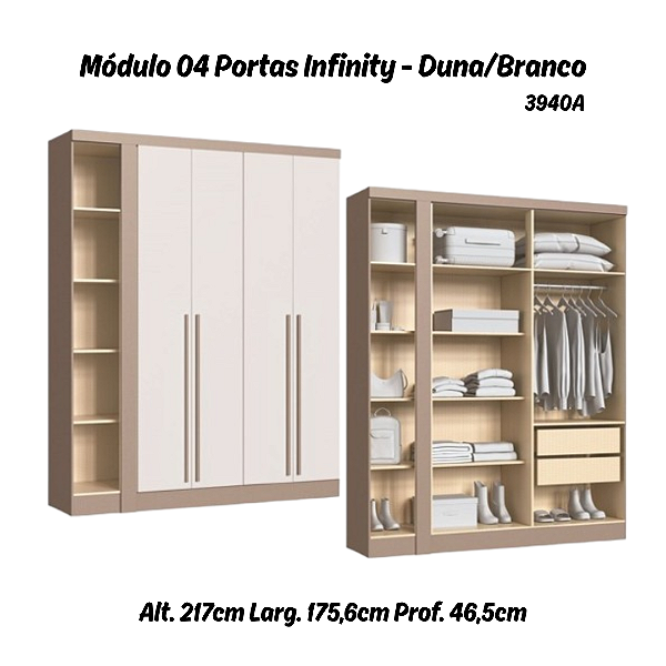 Módulo 04 Portas Infinity - 3940A - Duna/Branco - Móveis Castro