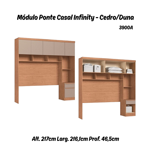 Módulo Ponte Casal Infinity - 3900A - Cedro/Duna - Móveis Castro