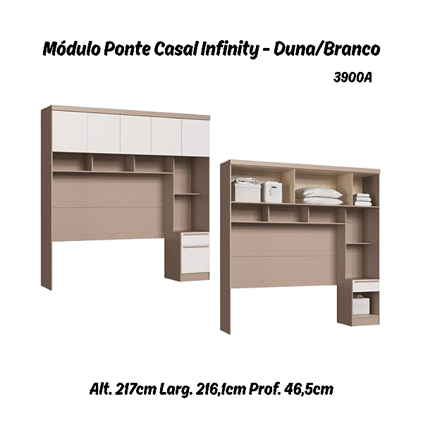Módulo Ponte Casal Infinity - 3900A - Duna/Branco - Móveis Castro