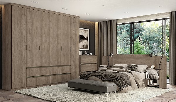 Roupeiro 06 Portas Nobre 100% MDF - Ref. 5892 - Rustic - Thb