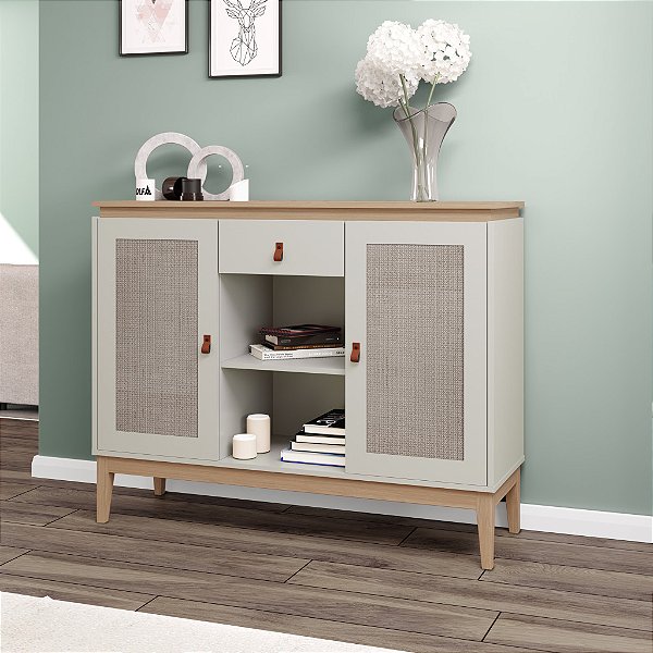 Balcão Buffet 02 Portas - MB 1002 - Mel/Off White - Movelbento