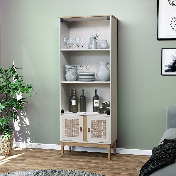 Cristaleira 04 Portas - MB1005 - Mel / Off White - Movelbento