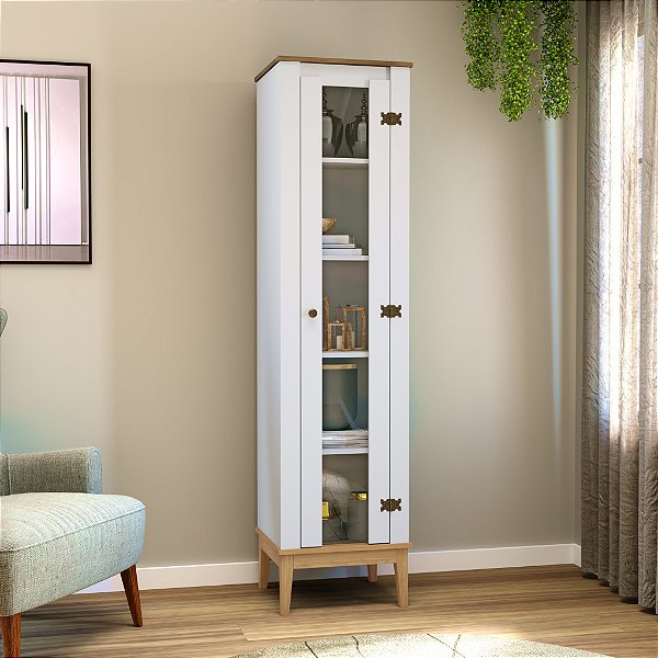 Cristaleira 01 Portas - MB 1017 - Mel / Branco - Movelbento