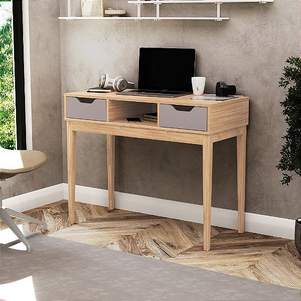 Aparador 02 Gavetas - Ref. MB1099 - Mel / Cinza - Movelbento