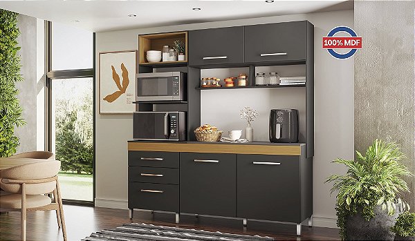 Cozinha Compacta Iris - CS952 - Onix/Freijo - Primavera