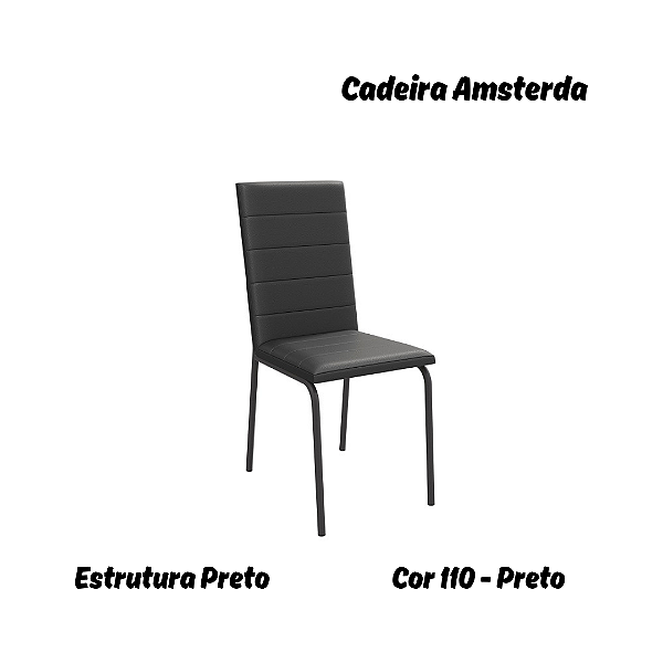 Par de Cadeiras Amsterdã - Ref. 2C091-PR - Estampa: 110 (Preto) Preto - Kappesberg