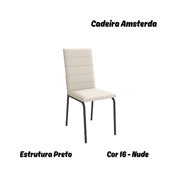 Par de Cadeiras Amsterdã - Ref. 2C091-PR - Estampa: 16 (Nude) Preto - Kappesberg