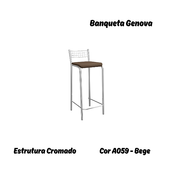 Banqueta Gênova - Ref. 1B705-CR - Estampa: A059 (Bege) Cromado - Kappesberg Crome