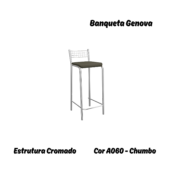 Banqueta Gênova - Ref. 1B705-CR - Estampa: A060 (Chumbo) Cromado - Kappesberg Crome