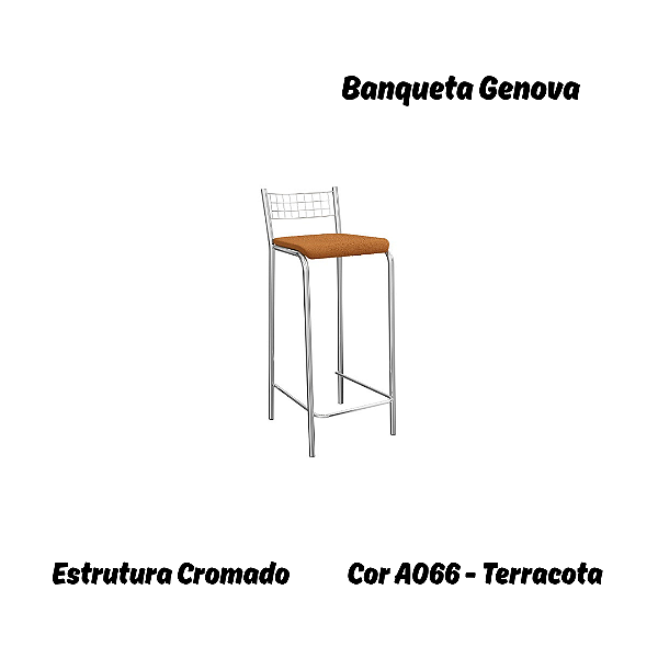Banqueta Gênova - Ref. 1B705-CR - Estampa: A066 (Terracota) Cromado - Kappesberg Crome