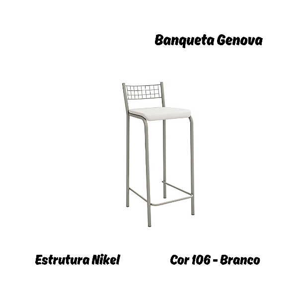 Banqueta Gênova - Ref. 1B705-NK - Estampa: 106 (Branco) Nikel - Kappesberg