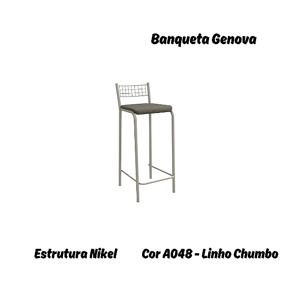 Banqueta Gênova - Ref. 1B705-NK - Estampa: A048 (Linho Chumbo) Niquel - Kappesberg