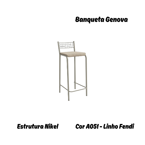Banqueta Gênova - Ref. 1B705-NK - Estampa: A051 (Linho Fendi) Niquel - Kappesberg