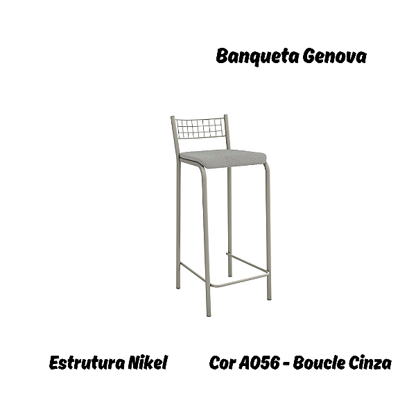 Banqueta Gênova - Ref. 1B705-NK - Estampa: A056 (Boucle Cinza) Niquel - Kappesberg