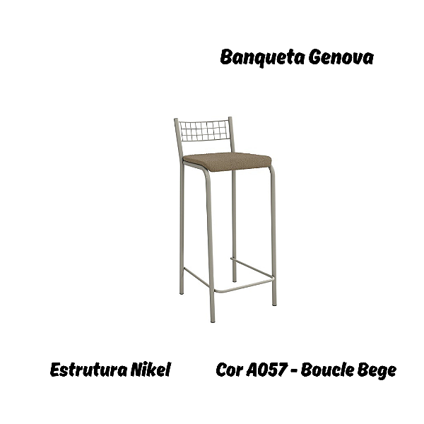 Banqueta Gênova - Ref. 1B705-NK - Estampa: A057 (Boucle Bege) Niquel - Kappesberg