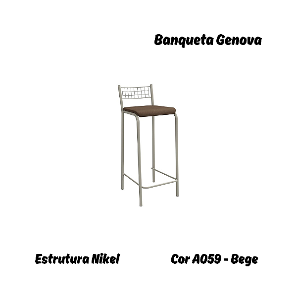 Banqueta Gênova - Ref. 1B705-NK - Estampa: A059 (Bege) Niquel - Kappesberg