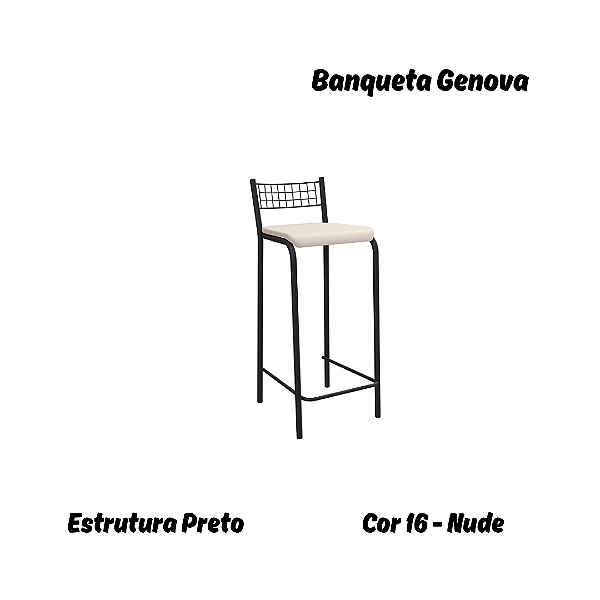 Banqueta Gênova - Ref. 1B705-PR - Estampa: 16 (Nude) Preto - Kappesberg Crome