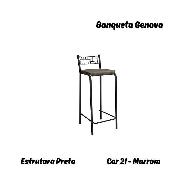 Banqueta Gênova - Ref. 1B705-PR - Estampa: 21 (Marrom) Preto - Kappesberg