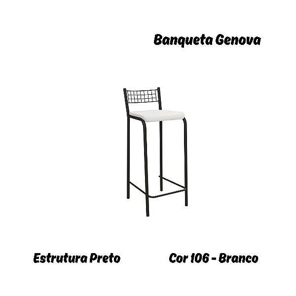Banqueta Gênova - Ref. 1B705-PR - Estampa: 106 (Branco) Preto - Kappesberg