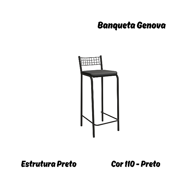 Banqueta Gênova - Ref. 1B705-PR - Estampa: 110 (Preto) Preto - Kappesberg