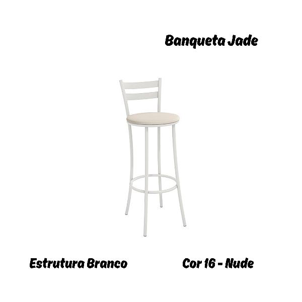 Banqueta Jade - Ref. 1B699-BR - Estampa: 16 (Nude) Branco- Kappesberg Crome