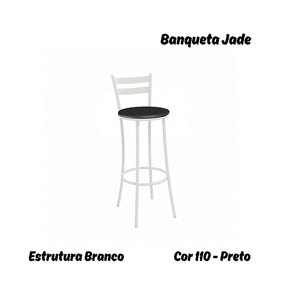 Banqueta Jade - Ref. 1B699-BR - Estampa: 110 (Preto) Branco- Kappesberg Crome