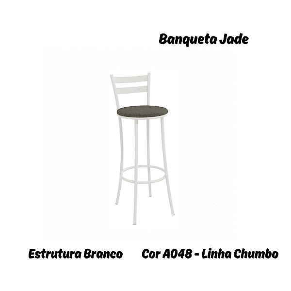 Banqueta Jade - Ref. 1B699-BR - Estampa: A048 (Linho Chumbo) Branco- Kappesberg Crome