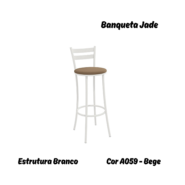 Banqueta Jade - Ref. 1B699-BR - Estampa: A059 (Bege) Branco- Kappesberg Crome