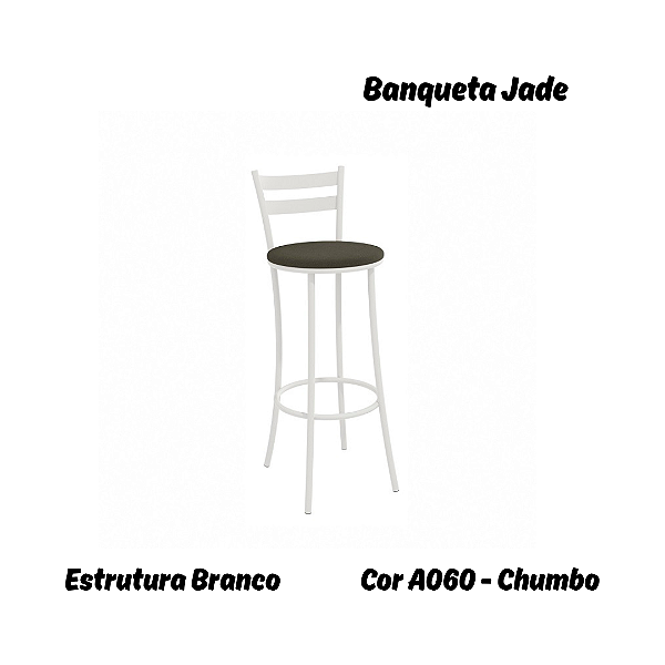 Banqueta Jade - Ref. 1B699-BR - Estampa: A060 (Chumbo) Branco- Kappesberg Crome